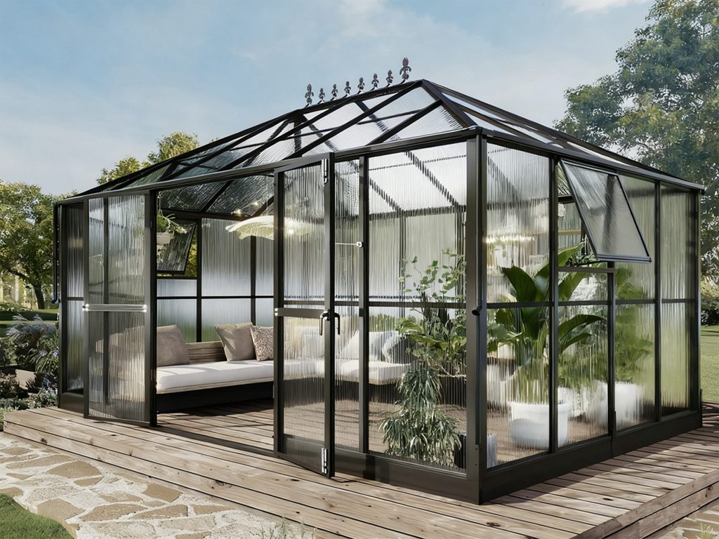 glass greenhouse, tempered glass greenhouse, glass greenhouses for sale,Tempered Glass Greenhouse for Garden YSGH-184